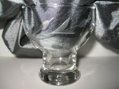 Set of 6 Vintage Hollow Stem Etched Crystal Whiskey Glasses 4 oz. Duck Cattails
