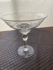 VINTAGE STUART CRYSTAL COMPORT with etched bird and Flower