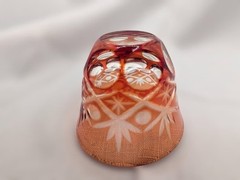 Kiriko Amber Orange Gradation Sake Cup Guinomi Cut Glass
