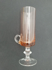 1800’s Tall Skinny Cordial Shot Glass Round Hand Molded Low Finger Handle