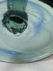 Rick Strini Wine Twists Glass Iron Gold Seafoam Blue Art Glass Hand Blown 9.5″