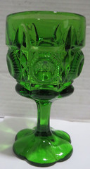 Vintage Kanawha Green Bulls Eye & Daisy Water Goblet Wine Glass 8 oz