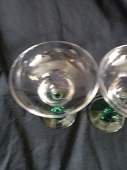 Set Of 4 VTG Cristal D’arques Durand Siesta Clear/Green Margarita Glasses 10oz.