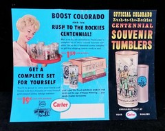 6 Vtg 1959 Rush To The Rockies Colorado Centennial Tumblers Complete Set 6.5″