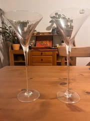 2 Elegant Rona Slovakia Crystal Long Stem Martini Glasses Very Tall 10 3/4”