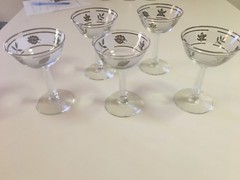 LIBBEY ROCK SHARPE SILVER LEAF CHAMPAGNE TALL SHERBET – 5-5/8″ – 5 TOTAL
