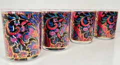 Culver 22k Gold Paisley Whiskey Rocks Glasses Set of 4 Lot A MCM Barware