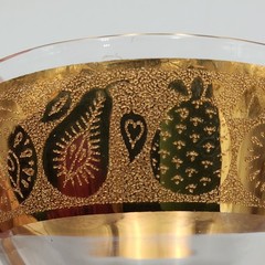 Vtg Set Of 4 Signed Culver 22k Gold Glass Fruit/Snack Bowls Florentine Pattern
