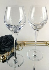 Set of 2 Clear Cut Cristal – Wine Glasses, 10″ Tall, 3 Cut Panels, Long Stem
