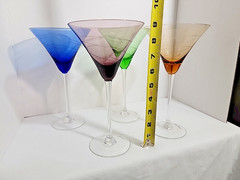 VTG Lenox Tuscany Seasons Collection Etched Colored Martini Glass 6 oz Set of 4