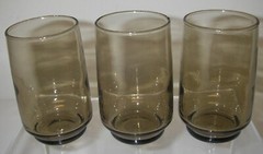 3 Vintage Dominion Glass Juice Tumblers Tawny Brown Stackable 3.5” MCM Retro 6oz