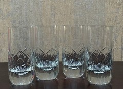 Block Crystal Rainbow Cut Highball Glasses Set of 4 Cut Crystal Tumblers