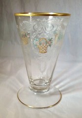 TIFFIN GLASS ARCADIAN CRYSTAL ENAMEL ENCRUSTED GOLD #185 10-OUNCE FOOTED TUMBLER