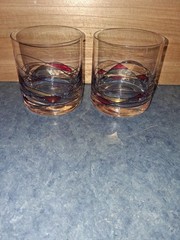 2 Luminescence Romania Milano Whiskey Glasses-Stained Glass-3.5″×3.25″-Clean!!!