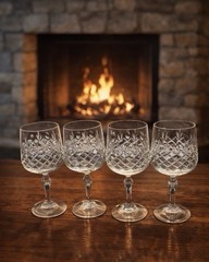 Kristal Zajecar KRZ2 Cut Crystal Wine Water Goblets – Set of 4 – Brilliant Ring!
