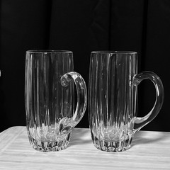 Set Of 2 MIKASA PARK LANE BEER STEIN MUG, Cut Lead Crystal 7″ Long
