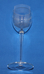 set of 4 etched crystal 7.5″ wine glasses stemware flowers leaves