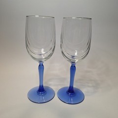 6 Lenox Crystal Wine Glasses Cobalt Blue Stemmed Dual Swag Draped Gold Rim 1980s
