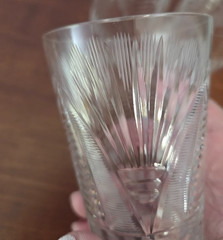 Set of 3 Bohemian Glass Flared Tumblers Wheat Design 6 oz. 4.25 in. tall