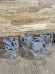 Set of 4 ~ VTG Duz Detergent Crystal “Wildflower” Water/Wine Glasses ~ EUC