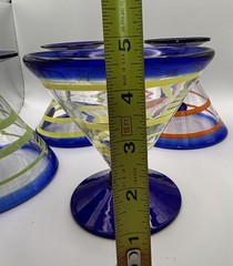 Set Of 4 Kosta Boda Royal Caribbean Martini Margarita Swirl Glass Hand Blown