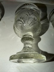 Vintage Indiana Glass Crystal PEBBLE LEAF Clear 6oz. Water Juice 3 Goblets