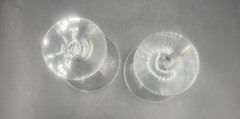 VINTAGE WINE CHAMPAGNE COCKTAIL GLASS HOLLOW STEM SET 2 STEMWARE BARWARE COUPE