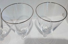 3 VTG Fostoria Crystal ENGAGEMENT PLATINUM Ice Tea Glasses – 6 3/8″ -EUC