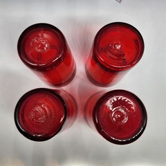 Set of 7 Red Art Glass Hand Blown Tumblers Drinking Glasses 5.75″ T Rough Pontil