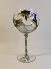 Uno Alla Volta Amedeo Hand-Gilded Dolphin 20oz Wine Glass, Verona Italy