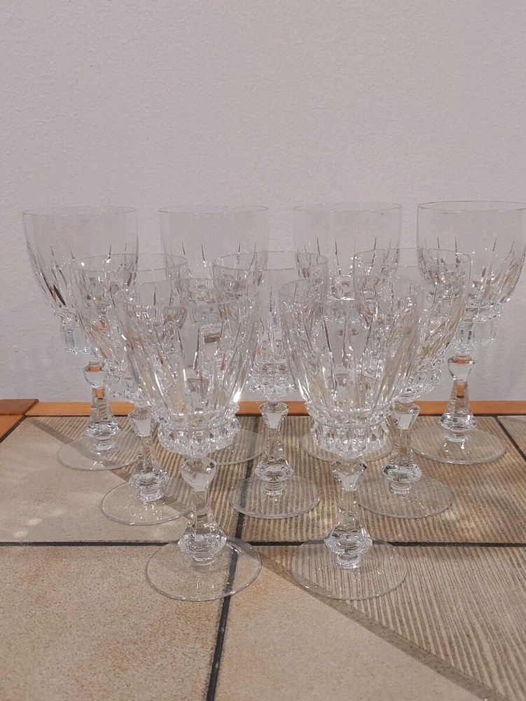 Astra by NACHTMANN Christal Wine Glasses 6 1/8” Water Goblets 7 1/8″ 9 Pcs 5+4