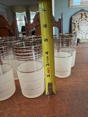 Vintage Art Deco MacBeth Evans Glass Frosted Textured 8 Oz Glasses-Set Of 14