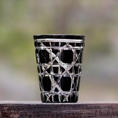 Hand Cut To Clear 10oz Black Old Fashioned Highball Whiskey Glasses Gift Box