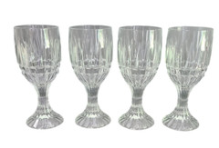 Set of Four Clear Crystal Marked Italy Water Goblets Glasses 7» High