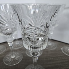 Vintage Set Of 8 Mikasa Elysees Crystal Wine Glass Fan Cut Glass Stemware 7.5″