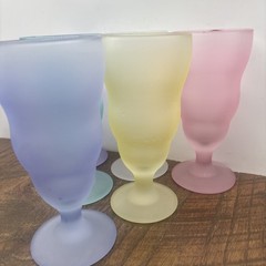 (6) Libbey Watusi Soda Fountain Glasses Mix Set Satin 7”X 3”