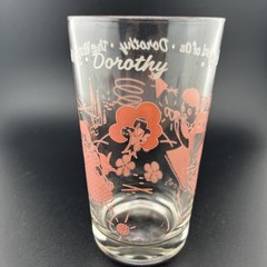 Vintage Wizard of Oz Dorothy Glass Tumbler Pink Print © Swift & Co Swift Promo