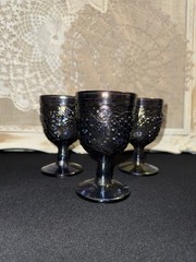 Amethyst Carnival Glass «Grape» pattern stemmed goblets Imperial Glass Company