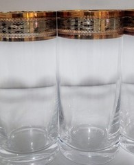 Vintage Royal Gallery Set of 6 High Ball Gold/Silver rimmed glasses