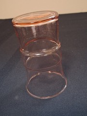 Vintage Lot 4 Libbey Meridian Belted Pink Depression Glass Juice Glass Set