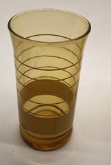 Libbey Amber Yellow Rings Stripes Tumblers Sunshine 4pc Drinking Glasses