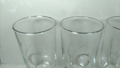 Mid Century Highball Drink Glass Tumbler set of 4 w/ Silver Monogram Letter C