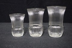 Set of 12 Vintage Blown Depression Glass Clear Ribbed Drinking Tumblers, 3 Sizes