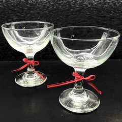 Couples Set(2) Vintage Clear Optic Champagne Glasses/ Sorbet Dessert Coupe 4.5″