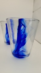Bormioli Rocco Murano Cobalt Blue Swirl Drink Glasses ~ Set Of 4 ~ 14 Oz EC