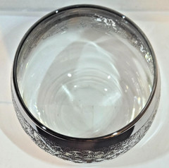 Vitreon Queens Lusterware, Roly Poly Cocktail Glass, Silver Band Fading Grapes
