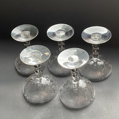 Duncan Miller First Love Etched Sherbet Champagne Glasses 5 pc Set Floral 5111