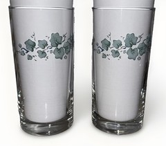 2 Corelle Callaway 16 oz Drinking Glasses Water Iced Tea Tumblers Green Ivy