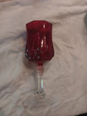 Rare Longchamp 25th Anniversary Crystal Ruby Glasses (x6)France 2003