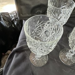 Libbey Hobstar glass water goblets set of 5 Stemware barware wine glasses
